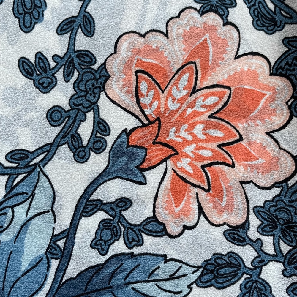 LOFT Floral Blouse - Blue and Pink - Picture 7 of 8